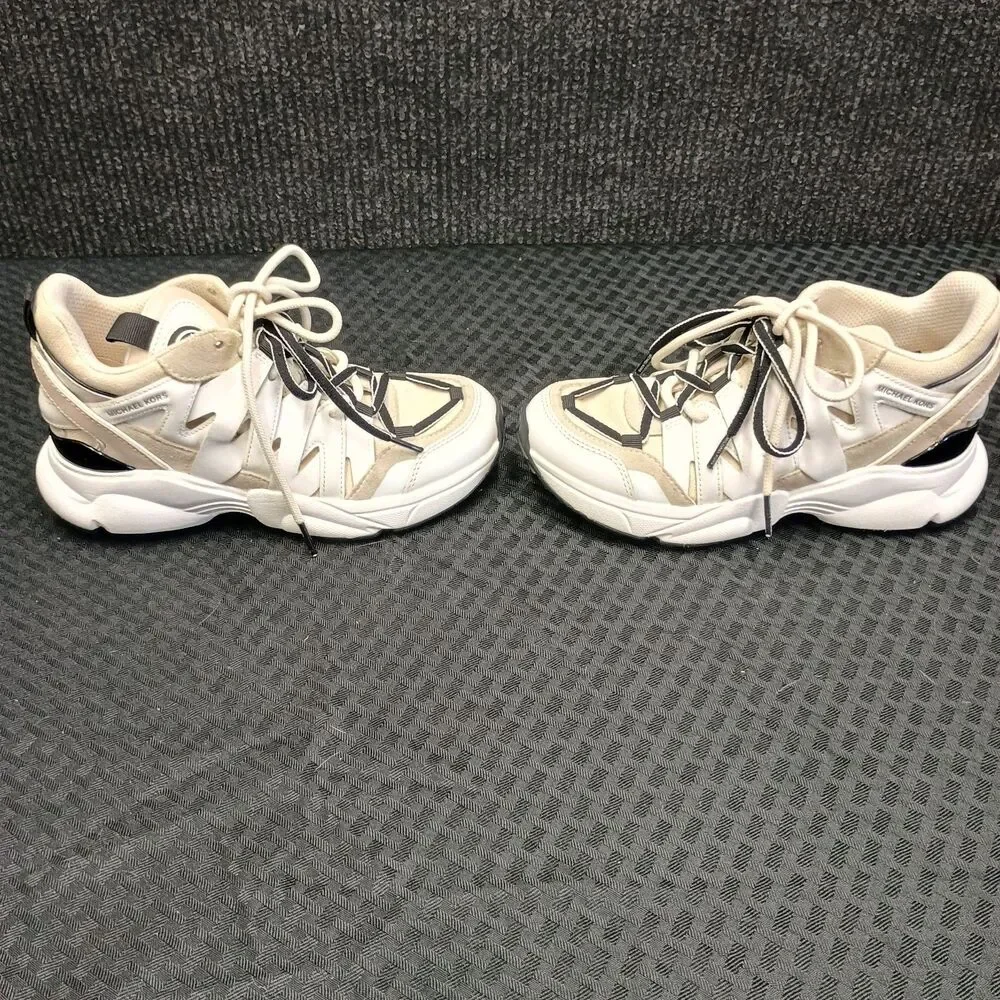 Michael Kors Chunky White/black Fashion Sneakers Women's Size6M Dual lace #SG19J